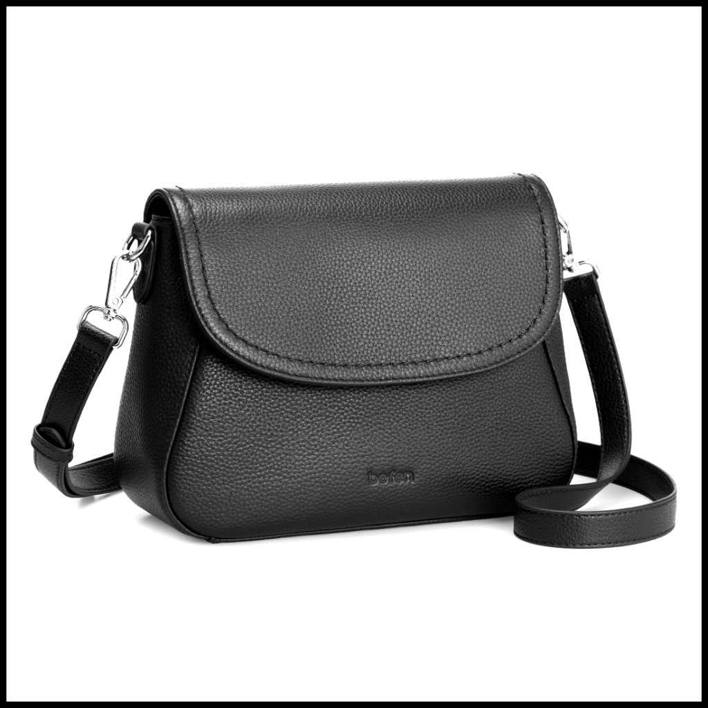 Genuine Leather Crossbody Bag With Rfid Blocking, Small Saddle Purse
